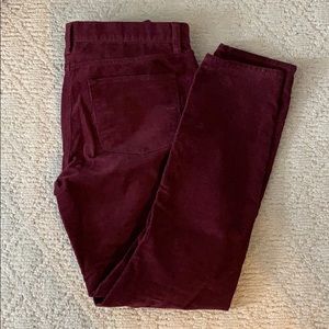 Jcrew Maroon corduroy toothpick pants